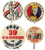 FOUR SPANISH CIVIL WAR BUTTONS INCLUDING "CLUB OBRERO ESPANOL."