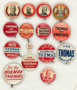 SOCIALIST CANDIDATES DEBS THROUGH THOMAS GROUP OF 13 BUTTONS & 1 TAB.