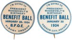 SCARCE PAIR OF "I'M GOING TO PRESIDENT ROOSEVELT'S BIRTHDAY BENEFIT BALL" OREGON BUTTONS.