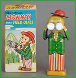 "MECHANICAL MONKEY WITH FIELD GLASS" BOXED WIND-UP.