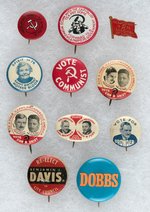 WORKERS PARTY, ANTI TEAPOT DOME, MOTHER BLOOR, BROWDER JUGATES (3) & OTHER COMMUNIST BUTTONS.