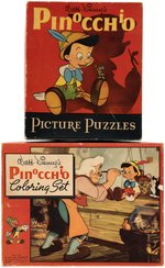"PINOCCHIO" BOXED COLORING SET & PICTURE PUZZLES PAIR.