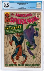 "AMAZING SPIDER-MAN" #6 NOVEMBER 1963 CGC 3.5 VG- (FIRST LIZARD).