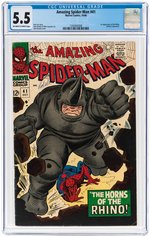 "AMAZING SPIDER-MAN #41 OCTOBER 1966 CGC 5.5 FINE- (FIRST RHINO).