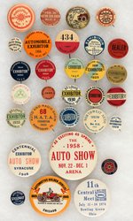 AUTO SHOWS, MOSTLY FOR EXHIBITORS, 27 BUTTONS DATED 1907-1958 & THREE MISC.