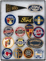REO (1) PENNANT, 20 CAR LOGO UNIFORM PATCHES & 13 CAR RENTAL PATCHES.