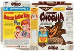 COUNT CHOCULA & FRANKEN BERRY CEREAL BOX PAIR WITH "MONSTER ACTION RING" PREMIUM OFFERS.