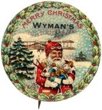 OUTSTANDING WWI ERA SUPERBLY COLORED SANTA BUTTON.