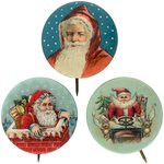 THREE SALESMAN SAMPLE BUTTONS C. 1915 WITH VERY POPULAR DESIGNS.