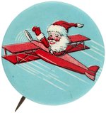 SANTA IN RED BI-PLANE RARE SALESMAN SAMPLE BUTTON.