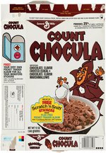 COUNT CHOCULA CEREAL BOX & SCRATCH 'N SNIFF STICKERS PREMIUM.