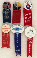 BUICK C. 1940 (3), GM 1941, CHEVROLET 1949 AND OLDS CUTLESS 1972 RIBBON BADGES.