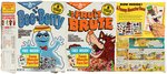 GENERAL MILLS MONSTERS - BOO BERRY & FRUIT BRUTE CEREAL BOX PANELS & PREMIUMS LOT.