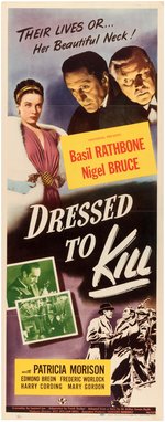 BASIL RATHBONE SHERLOCK HOLMES "DRESSED TO KILL" INSERT POSTER.