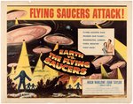 "EARTH VS THE FLYING SAUCERS" HALF-SHEET MOVIE POSTER.