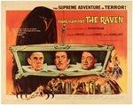 VINCENT PRICE, BORIS KARLOFF & PETER LORRE "THE RAVEN" HALF-SHEET MOVIE POSTER.