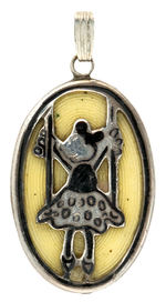 MINNIE MOUSE ON SWING RARE STERLING AND ENAMEL 1932 PENDANT.