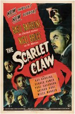 BASIL RATHBONE SHERLOCK HOLMES "THE SCARLET CLAW" MOVIE POSTER.