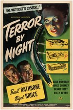 BASIL RATHBONE SHERLOCK HOLMES "TERROR BY NIGHT" MOVIE POSTER.