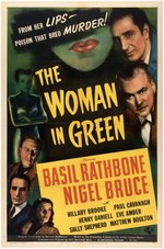 BASIL RATHBONE SHERLOCK HOLMES "THE WOMAN IN GREEN" MOVIE POSTER.