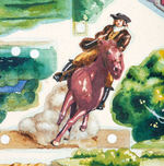 “NABISCO EXCITING SCENES IN HISTORY MIDNIGHT RIDE OF PAUL REVERE” ORIGINAL ART FOR PREMIUM.