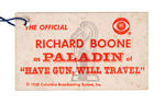 PALADIN "HAVE GUN WILL TRAVEL" WITH TAG FULL SIZE HARTLAND FIGURE.