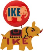 "IKE" SCARCE PINK ELEPHANT BUTTON, PLUS WOOD PIN, MORSE CODE BUTTON & CLOTHING BUTTON.