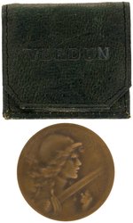 DEFENSE OF VERDUN 1916 "THEY SHALL NOT PASS" MEDAL WITH POUCH & PAPER.
