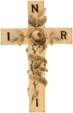 RARE EARLY CELLULOID CROSS PIN-BACK BADGE BY BALDWIN & GLEASON "PAT. 1886".