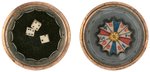 GAMBLING THEME 19th CENTURY GLASS COVERED BRASS CUFFLINKS.