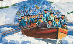 “NABISCO EXCITING SCENES IN HISTORY WASHINGTON CROSSING THE DELAWARE” ORIGINAL ART FOR PREMIUM.