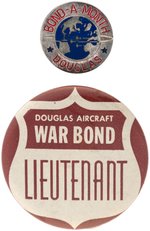 DOUGLAS AIRCRAFT THREE RARE IN-HOUSE WAR BOND ITEMS INCLUDING AWARD.