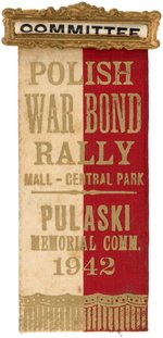 WOMEN'S WAR FINANCE 250 HOURS BADGE PLUS TWO POLISH WAR BOND RALLY ITEMS.