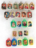 KFS COMIC CHARACTER CHARMS: 15 ONE SIDED, THREE TWO-SIDED, FIVE FLICKERS.