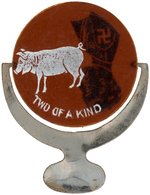 "TWO OF A KIND" OPTICAL ILLUSION SPINNER WITH HITLER'S FACE AGAINST A PIG'S BEHIND.