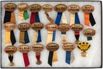 38 FIGURAL 1920s-30s FOOTBALL BUTTONS ALL WITH SLOGANS LIKE "BEAT", "FIGHT", ETC.