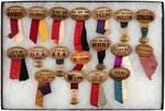 38 FIGURAL 1920s-30s FOOTBALL BUTTONS ALL WITH SLOGANS LIKE "BEAT", "FIGHT", ETC.