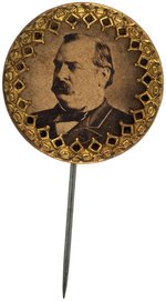 SCARCE CLEVELAND CARDBOARD PORTRAIT STICKPIN WITH FRAME A MATE TO HAKE 1888 HARRISON #3222.