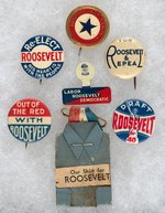 SEVEN ROOSEVELT ITEMS INCLUDING BUTTONS, SHIRT AND TAB.