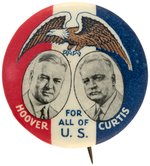HOOVER CURTIS FOR ALL OF U.S." JUGATE BUTTON HAKE #3.