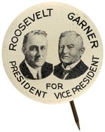 "ROOSEVELT GARNER" LITHO JUGATE BUTTON HAKE #5.