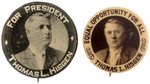 PAIR OF THOMAS L. HISGEN INDEPENDENCE LEAGUE PORTRAIT BUTTONS.