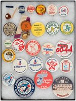 MINOR LEAGUE TEAMS 25 MUCHINSKY COLLECTION BUTTONS NOT IN HIS BOOK.