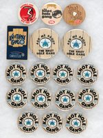 MAJOR LEAGUE KNOTHOLE GANG 16 BUTTONS & CLUB CARD FROM MUCHINSKY BOOK.