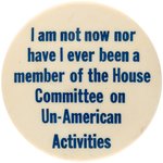 SCARCE RED SCARCE ANTI-HOUSE COMMITTEE ON UN-AMERICAN ACTIVITIES BUTTON.