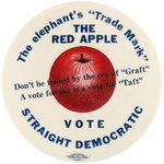 RARE 1952 ANTI-REPUBLICAN "THE ELEPHANT'S 'TRADE MARK' THE RED APPLE" BUTTON.