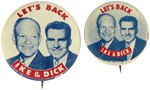 PAIR OF "LET'S BACK IKE AND DICK" LITHO JUGATE BUTTONS HAKE #7 AND #2006.