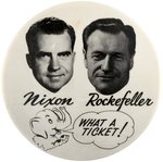 RARE "NIXON ROCKEFELLER WHAT A TICKET" 1960 HOPEFUL JUGATE BUTTON.