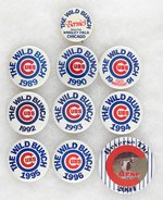 CUBS 8TH ANNUAL "WILD BUNCH" AND 2004 "CURSE" MUCHINSKY BOOK BUTTONS.