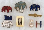 NINE HOOVER CAMPAIGN PIN BACKS INCLUDING SEVEN ENAMEL PIECES.